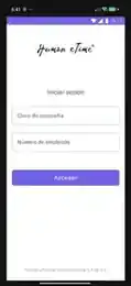 Human eTime mobile login screen