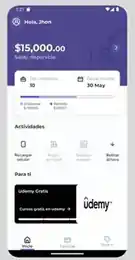 Mobile financial application dashboard screen