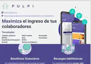 Pulpi mobile product presentation